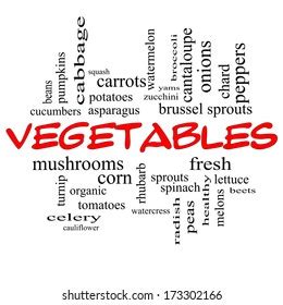 Vegetables Word Cloud Concept Red Caps Stock Illustration