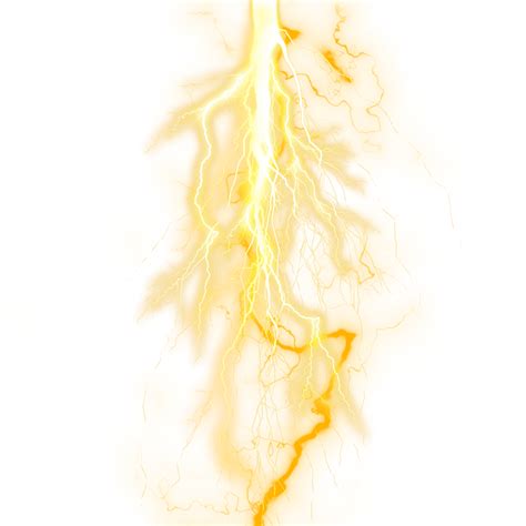 Glowing electric yellow lightning effect isolated on transparent ...