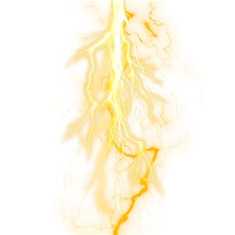 Glowing Electric Yellow Lightning Effect Isolated On Transparent