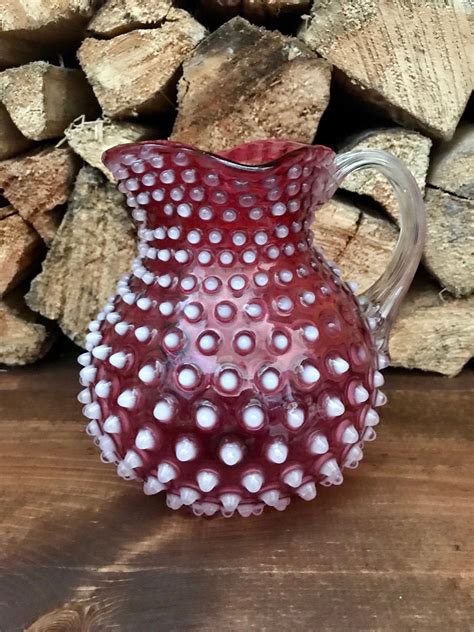 Fenton Cranberry Hobnail Vintage Glass Pitcher Etsy Artofit