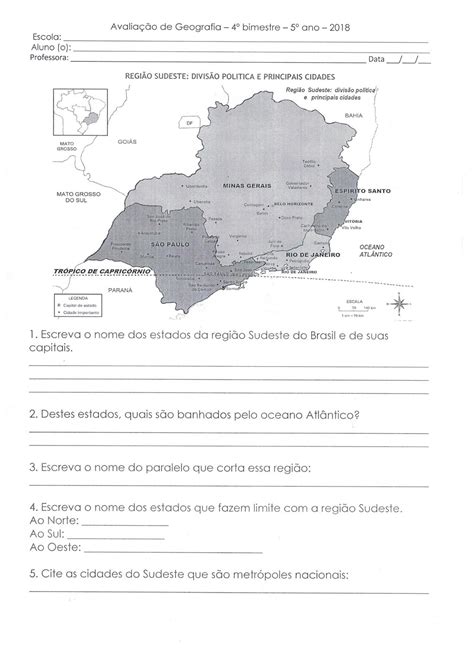 Avaliação De Geografia 5 Ano Pdf BRAINCP