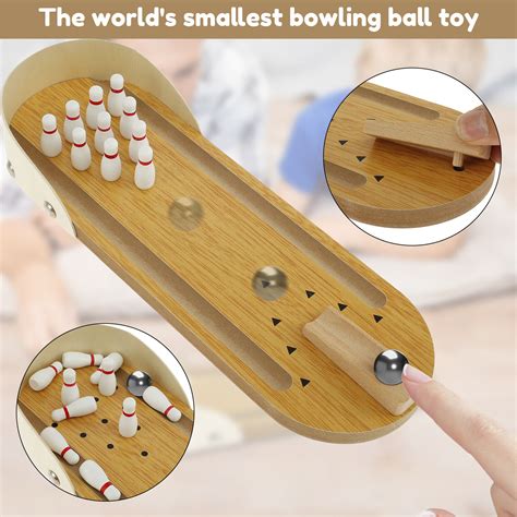 Mini Bowling Game Set Tabletop Wooden Bowling Set Desktop Stress