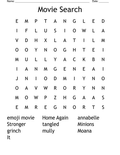 Movie Search Word Search Wordmint