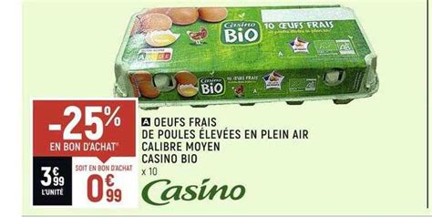 Promo Oeufs Frais De Poules élevées En Plein Air Calibre Moyen