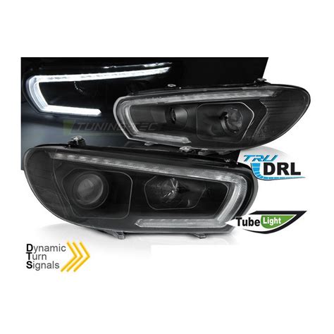 Phares Avant Led Tube Light Noir Drl Seq Pour Vw Scirocco