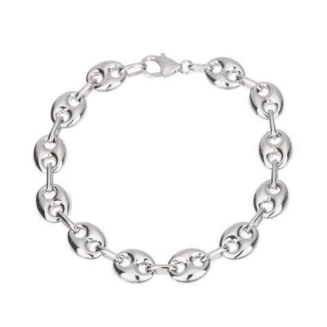 Bracelet Grain De Café Rhodié 21CM Argent Massif 925 000 Rhodié Bijoux