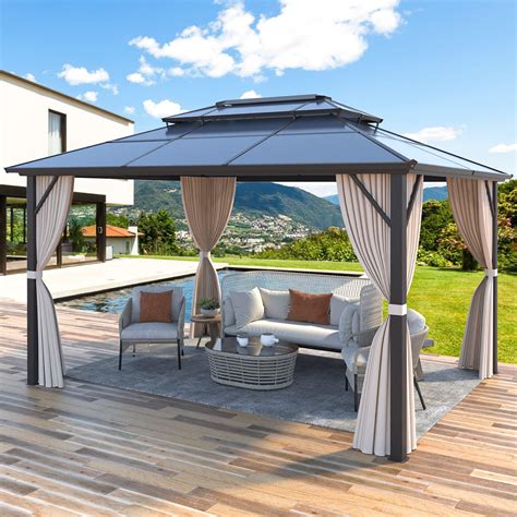 Buy MELLCOM 10 X 13ft Hardtop Aluminum Gazebo Polycarbonate Double