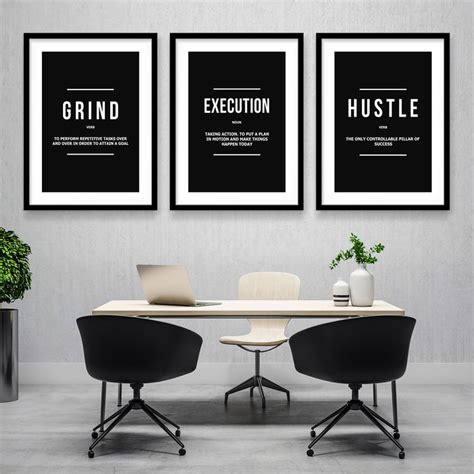 3x Framed Office Posters Motivational Wall Art Entrepreneur Prints