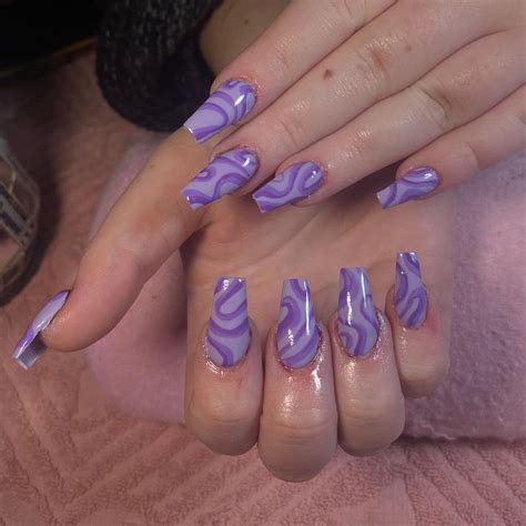 Bettycora Popular Purple Line Painting Press On Nails Artofit