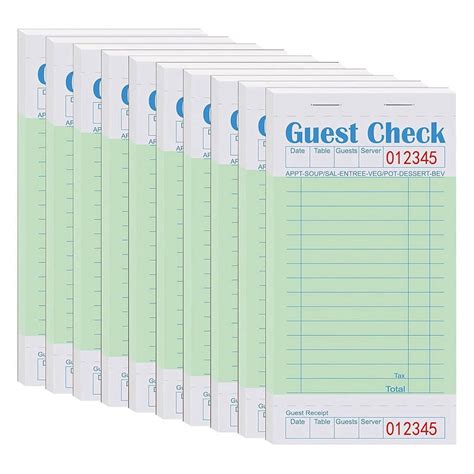 10 Packs Guest Check Books For Servers Guest Check Server Note Pads For