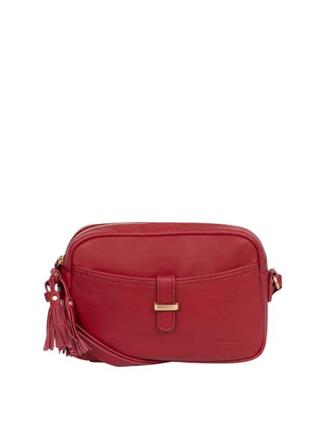 Sac porte travers Hexagona en cuir Rouge Foncé Pallas Cuir