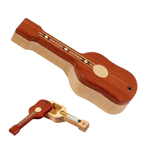 Wood Guitar Dugout W Magnetic Lock Slide Lid Pulsar Vaporizers