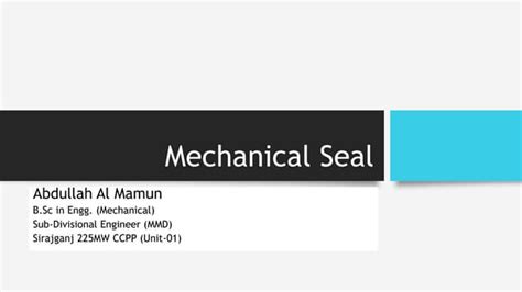 Description of mechanical seal, types of mechanicla seal | PPT