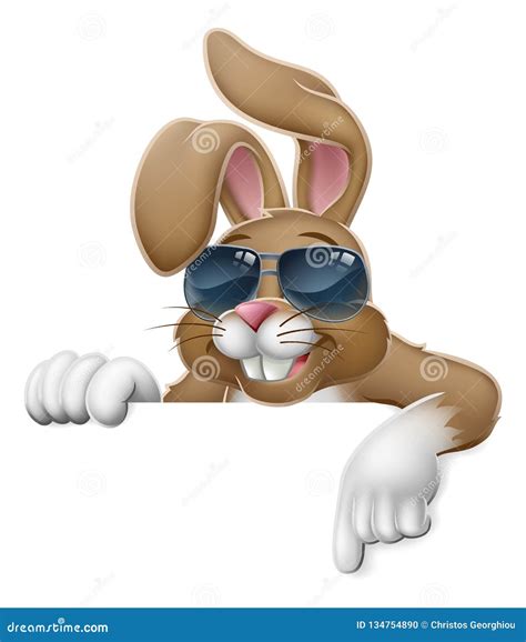 Easter Bunny Cool Rabbit Pointing Cartoon Stock Vector - Illustration ...