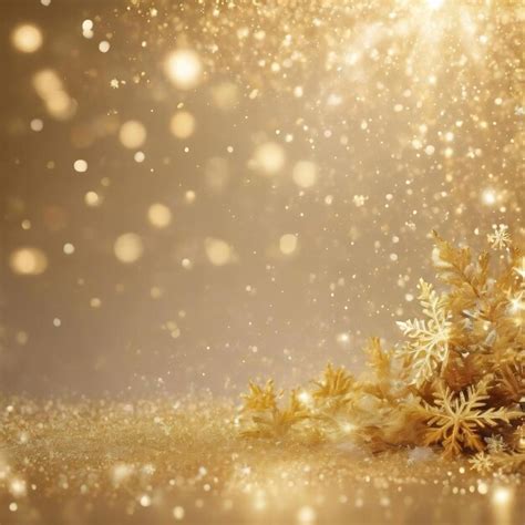 Premium Photo Gold Christmas Background With Flying Snow Flake Particles