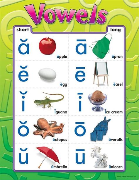 Trend Enterprises Vowels Learning Chart Vowel Vowel Chart Short