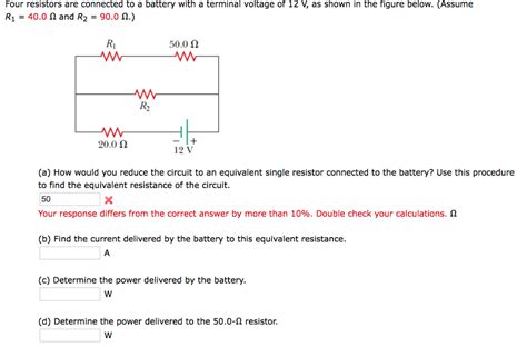 Solved Four Resistors Are Connected To A Battery With A Chegg