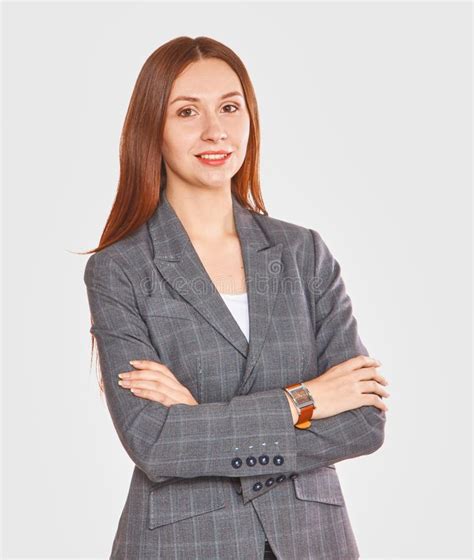 Smiling Business Woman Isolated Over White Background Stock Image