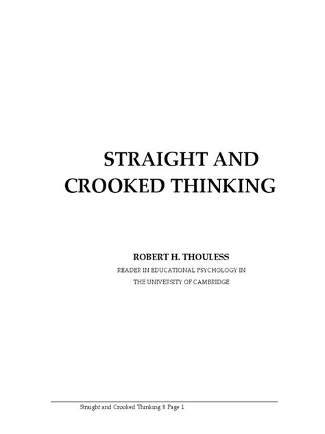 Straight And Crooked Thinking Pdf Thought Argument