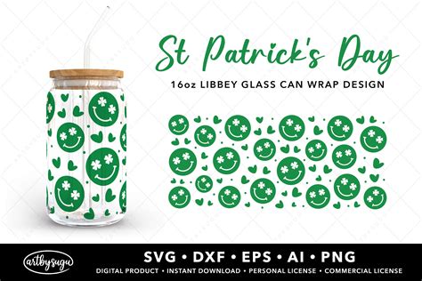 Shamrock Smile Face Can Glass Wrap Svg Graphic By Artbysugu Creative