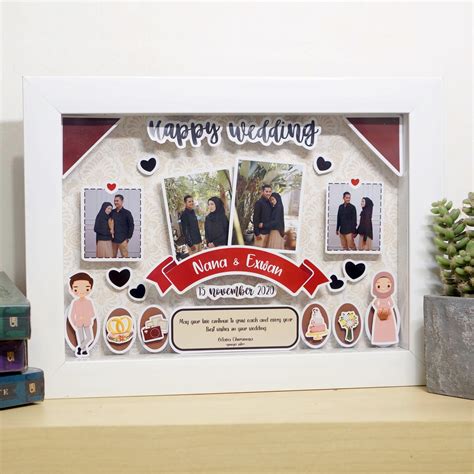 Kado Wedding Unik Bingkai Foto Custom 3D Fiber Kado Wisudaku