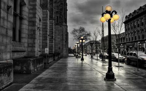 Monochrome Street Light Urban Depth Of Field Night Dark People