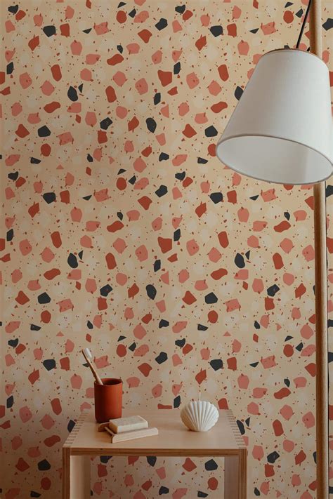 Orange Terrazzo Wallpaper Peel And Stick Or Non Pasted