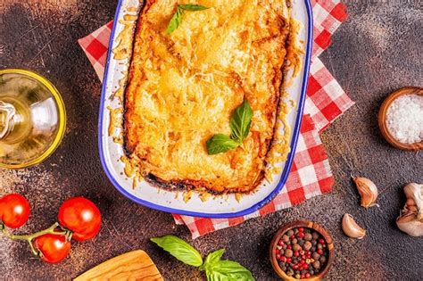 Lasanha Italiana Tradicional Legumes Carne Picada E Queijo Foto