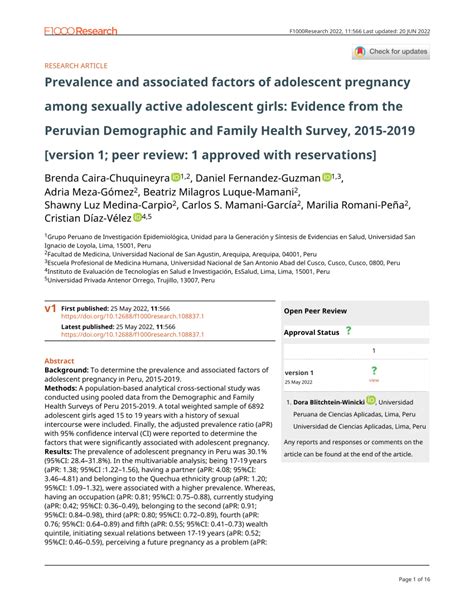 Pdf Prevalence And Associated Factors Of Adolescent Pregnancy Among