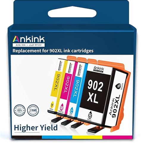 Ankink High Yield Remanufactured 902xl Ink Cartridges Black And Color Combo Pack For