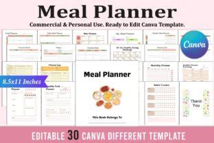 Editable Meal Planner For Canva Kdp Graphic By Shumaya Creative Fabrica