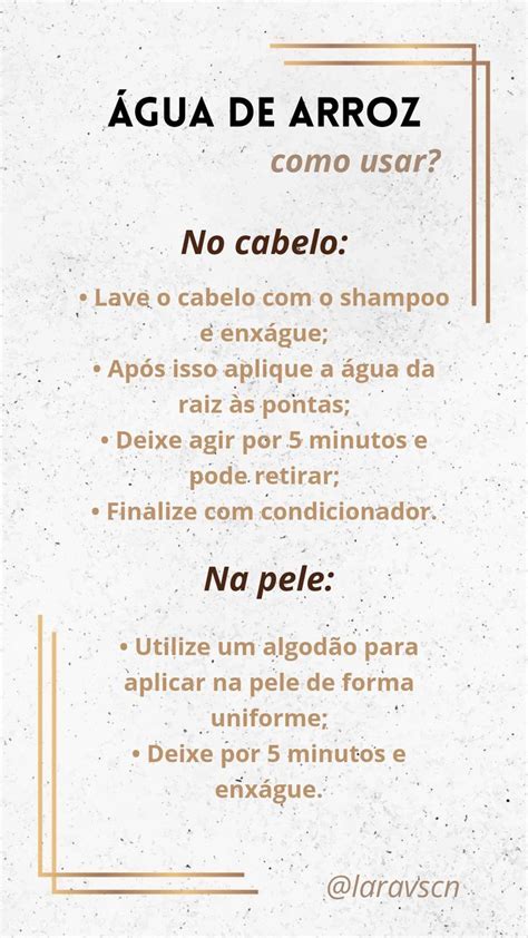 Gua De Arroz Produtos De Cuidados Para A Pele Dicas Para Cabelos