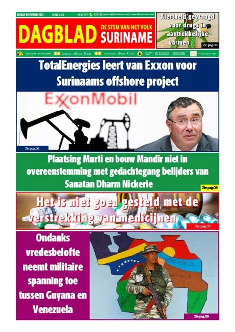 Dagblad Suriname Vrijdag Februari Dagblad Suriname