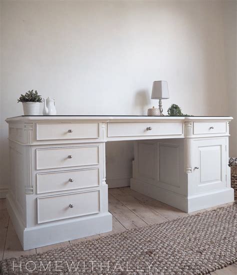 White Desk With Drawers Vintage - HTS Furniture