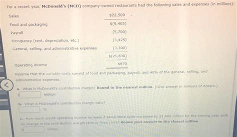 Solved For A Recent Year Mcdonald S Mcd Company Owned Chegg