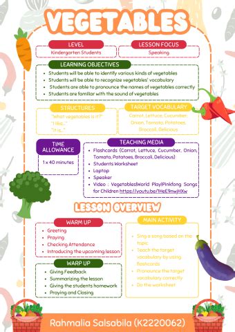 Vegetables Lesson Plans ELL S CLASS