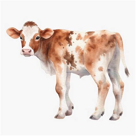 Premium AI Image There Is A Brown And White Cow Standing On A White