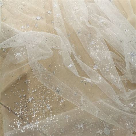 Star Glitter Fabric Soft Ivory White Tulle Bridal Bridesmaid Etsy