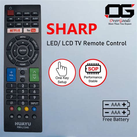 HUAYU NANO TECH Remote Control FOR SHARP RM L1346 SMART 3D NETFLIX TV