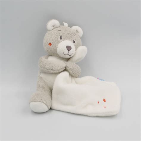 Doudou Ours Gris Beige Mouchoir Toiles Sucre D Orge