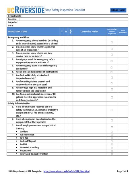 shop safety checklist.pdf | Personal Protective Equipment | Hazardous Waste