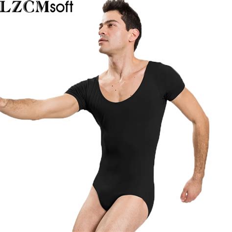 Lzcmsoft Mens Short Sleeve Leotard One Piece Bodysuits For Male Dancers