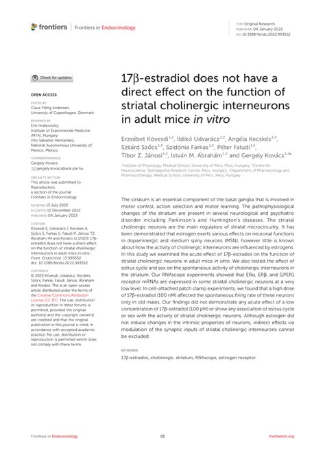 PDF 17β estradiol does not have a direct effect on the function of