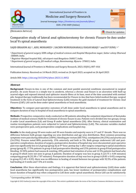 PDF Comparative Study Of Lateral Anal Sphincterotomy For Chronic