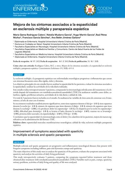 Vista De Mejora De Los S Ntomas Asociados A La Espasticidad En