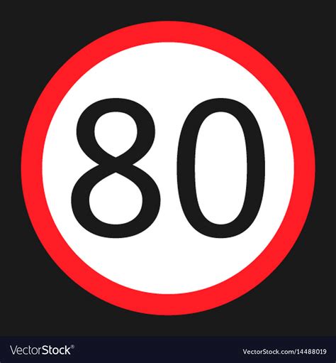 Maximum Speed Limit 80 Sign Flat Icon Royalty Free Vector