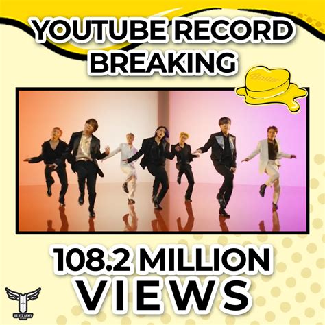 Butter Breaks Previous 24 Hour Mv Record With 108 2 Million Youtube Views — Us Bts Army