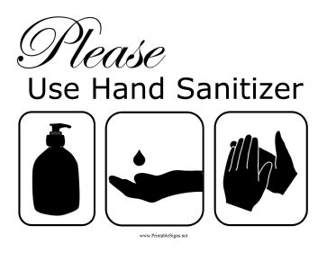 Printable Hand Sanitizer Sign