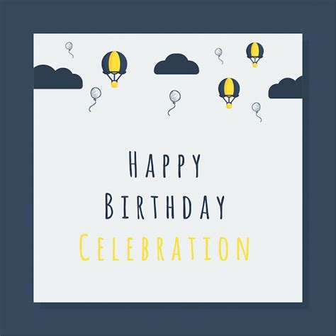 Premium Vector Hot Air Balloon Happy Birthday Celebration Background