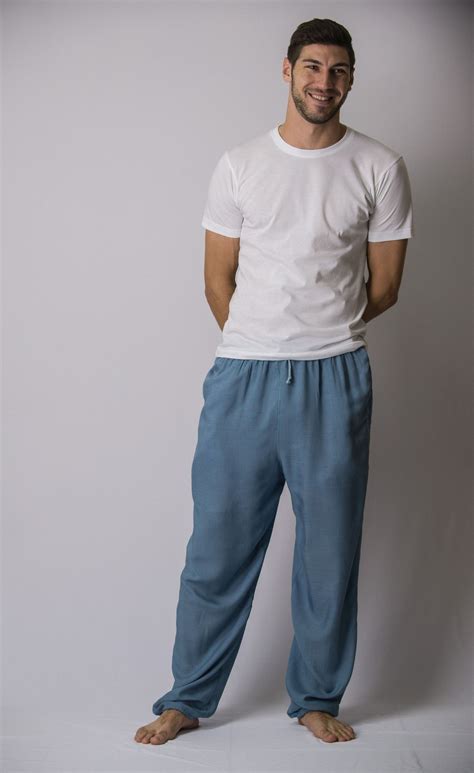 Solid Color Drawstring Mens Yoga Massage Pants In Blue Gray Harem Pants